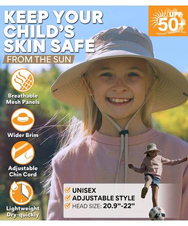 GearTOP UPF 50+ Kids Sun Hat - Khaki Bucket Hat for Camping, Fishing, Safari - Sun Protection for Children - Size 6 5/8-7 - Buy Online on GoSupps.com