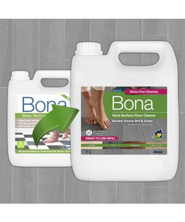Bona 4 Litre Floor Cleaner Liquid - Hard-Surface, Robot, LVT & Laminate, Tile, Stone - Refill Bottle - Buy Online on GoSupps.com