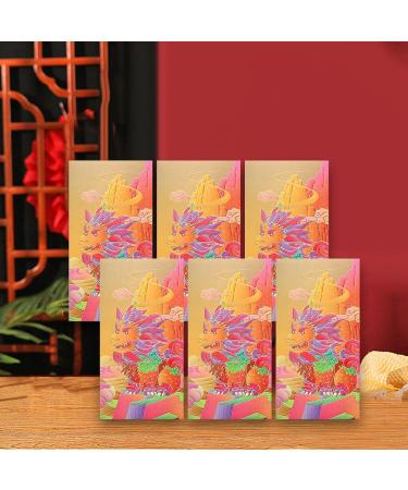 6Pcs Chinese Lunar Year Red Envelopes Hong Bao Gifts Traditional Lucky Money Envelopes for Birthday Festival Thanksgiving Golden Dragon - Buy Online on GoSupps.com