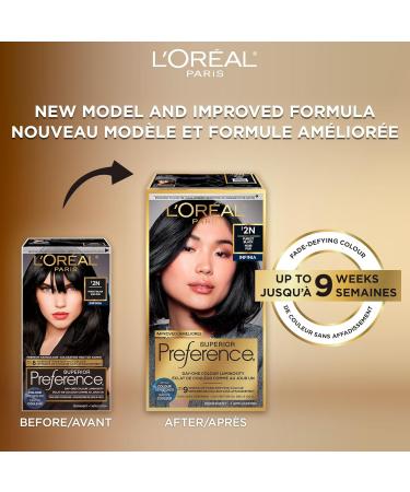 L Or al Paris Superior Preference 9 weeks of Luminous Fade-Defying Permanent Hair Dye 2N Purest Black 100% Grey Coverage 1 Hair Dye Kit (Packaging May Vary) Purest Black 1 Count ( Pack Of 1 ) - Buy Online on GoSupps.com