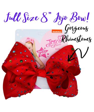 Jojo Siwa Style Red Rhinestone Large Jumbo 8 Inch Bow Hair Gift for Girls | Fashion Hair Accessory - Buy Online on GoSupps.com