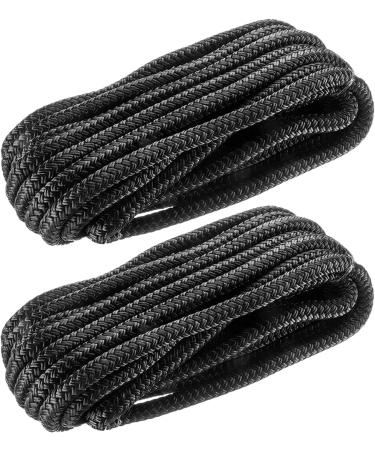 J-FM TWNTHSD Boat Dock Lines: 3/8" x 20' Double Braided Nylon Dock Line Marine-Grade Dock Lines for Boats Pre-Spliced with a 12" Loop Boat Lines Dock Rope Premium Marine Rope - Black 2 Pack 3/8" x 20' (2-Pack)