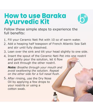 Baraka Sinus Ayurvedic Care Bundle - Includes Handcrafted Ceramic Neti Pot French Atlantic Grey Neti Salt (2-oz) Dry Nose Oil (1-oz) for Sinus Relief Hydrates Nasal Passages Lightweight - Jade - Buy Online on GoSupps.com