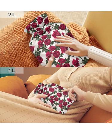 Hot Water Bottle 2L with Floral Cover | Red Roses Pain Relief Bag | Hand & Feet Warmer for Winter - Buy Online on GoSupps.com