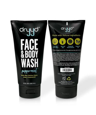 Dryyd Natural Peppermint Face & Body Wash - Stress Relief, Gluten Free, Vegan - Fresh Mint, Promotes Healthy Skin - Helps Reduce Body Odor, Athletes Foot, Jock Itch - 5oz - Buy Online on GoSupps.com