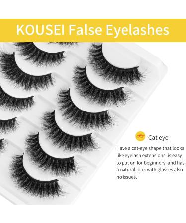KOUSEI Cat Eye Wispy Natural Faux Mink False Eyelashes - 6 Pairs Pack - Buy Online on GoSupps.com