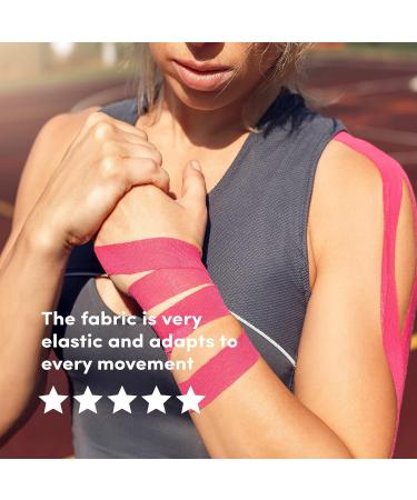 Effekt Kinesiology Tape Waterproof (5m x 5cm) - Pink & Black 2 Rolls | Elastic Physio Tape for Muscle Support & Recovery - Buy Online on GoSupps.com