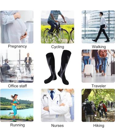 2 Pair Compression Socks for Women & Men 20-30mmHg Knee High Support Stockings - L-XL Black - Buy Online on GoSupps.com