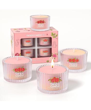 TRINIDa Rose Garden Collection Scented Candles Gift Set for Emotional Relaxation - 4 Pink Votive Candles - Buy Online on GoSupps.com