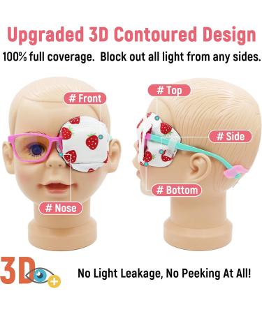 3D Cotton & Silk Eye Patch for Kids - Medical Eye Patch for Lazy Eye (Strawberry Left Eye) | Girls Eye Patch for Glasses - Buy Online on GoSupps.com