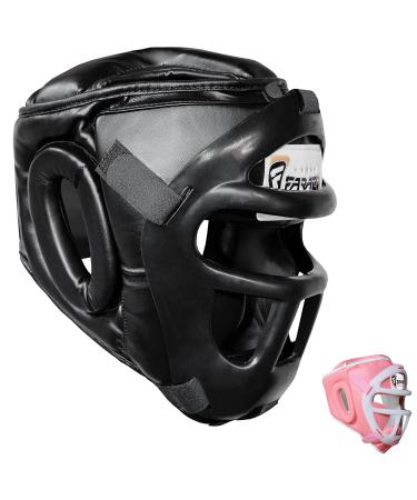 Farabi Sports Head Guard Front Bar Grill Guard Krav MAGA Kickboxing Head Guard Black L