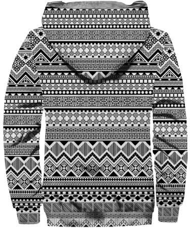 Yihaojia Men/Womens Western Aztec Print Fleece Jacket Vintage Print Sherpa Fleece Lined Short Jackets Zip Up Hoodie Winter Gray#23 Medium - Buy Online on GoSupps.com