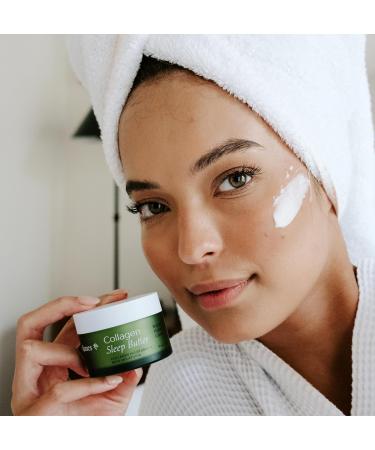 Collagen Sleep Butter Night Cream with Vegan Collagen Hyaluronic Acid & Melatonin Complex Hydrating Overnight Moisturizer for Dry or Mature Skin - Buy Online on GoSupps.com