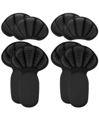 4 Pairs Back of Heel Cushion Pads Self-Adhesive Heel Grips Heel Pads Shoe Inserts for Women Men Reusable Heel Guards Liners for Shoes That are Too Big Make Shoes Fit Tighter (Black)