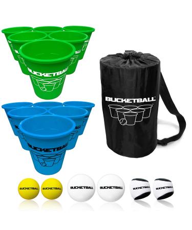 BucketBall | Team Color Edition | 12 Color Options | The Original Giant Pong Game | Great for Camping Beach Yard Lawn Outdoor Family Adult Tailgate Events and More Combo Pack Green/Light Blue - Combo Pack