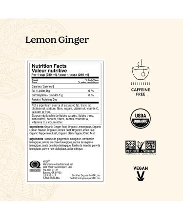 Yogi Tea - Lemon Ginger Tea - 6 Pack 96 Tea Bags Total - Buy Online on GoSupps.com
