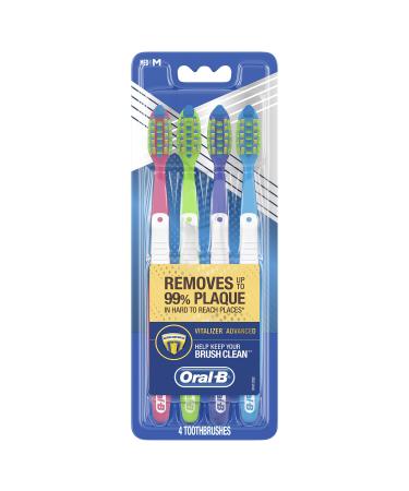 Oral-B Pro Health Vitalizer Advanced Toothbrushes  Medium  4 Count Medium 4 Count (Pack of 1)
