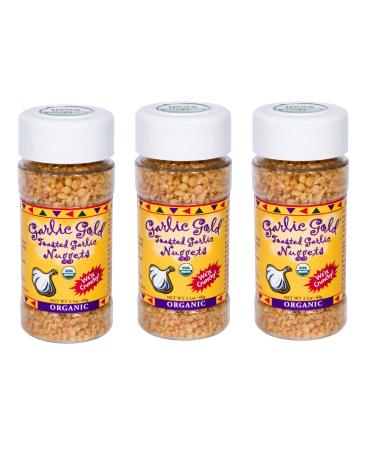 Garlic Gold USDA Organic Nuggets, Roasted Garlic Seasoning Granules, Sodium Free no MSG Free, Vegan Keto Paleo Friendly Food, 2.1 oz Jar (Pack of 3) Crunchy Garlic