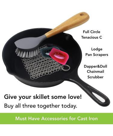 Dapper&Doll Cast Iron Cleaner - Stainless Steel Chainmail Scrubber for Fast Stuck On Food Removal - Ideal for Cast Iron Skillets | 4 Square - Buy Online on GoSupps.com