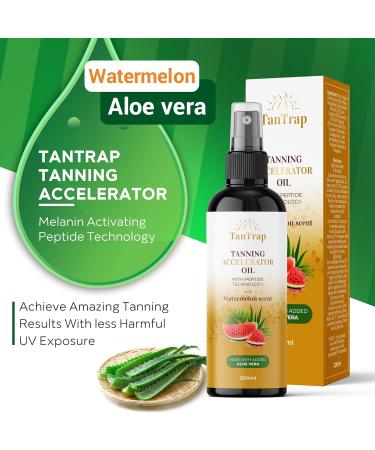 Peptide Tanning Accelerator Oil 200ml - Enhanced with Melanin Activating Peptides and Aloe Vera, Watermelon Scent - For Outdoor and Tanning Bed Use - Buy Online on GoSupps.com