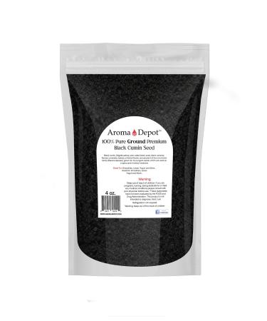 Aroma Depot 4 oz Black Seed Powder ,GROUND (Nigella Sativa), Black Cumin, Kalonji, 100% Non-GMO NON-Irradiated & Gluten Free, Healthy Spice w/ Antioxidant & Anti Inflammatory Qualities