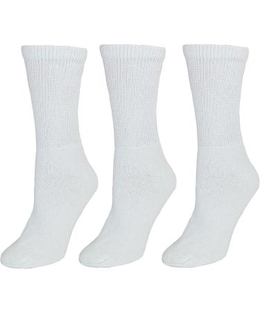 CTM Women's Diabetic Crew Socks - 3 Pair Pack, White, One Size - Buy Online on GoSupps.com