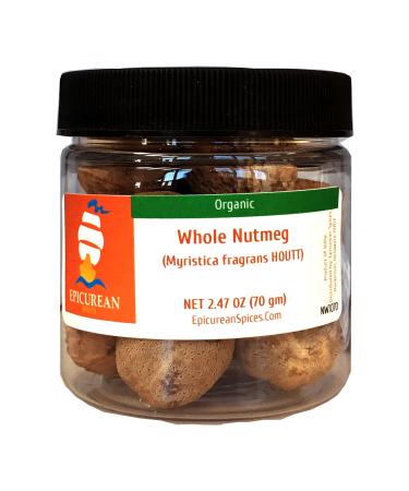Epicurean Spices Organic Nutmeg, Whole, 2.47 Oz 2.47 Ounce (70 gm)