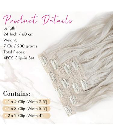 Reecho Clip-In Extensions | 4PC Platinum Blonde 60cm Thick Long Beach Hair | Invisible Tip Natural Soft Hair Extensions - Buy Online on GoSupps.com