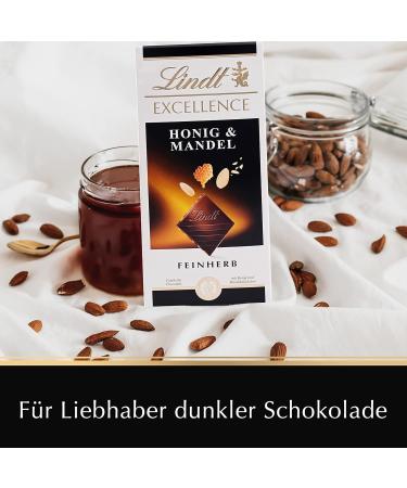 Shop Lindt Excellence Honey & Almond 100g - Dark Chocolate with Honey & Almond Pieces | Premium Gift Chocolate 2023 - Buy Online on GoSupps.com