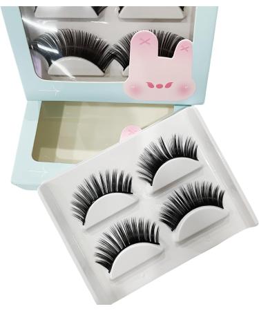False Eyelashes 14mm natural 3d reusable thin eyelashes Natural appearance false eyelashes with glue for women 2 pairs - Buy Online on GoSupps.com