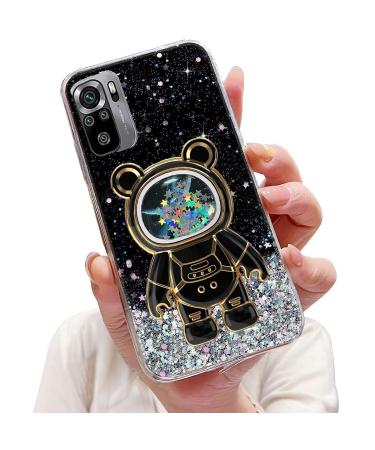 Tivenfezk Nadoli for Xiaomi Redmi Note 10 Pro Treibsand B r Astronaut Hidden Stand Shell cartoon glitter astronaut stand soft silicone bling cell phone case transparent protective cover xiaomi redmi note 10 pro black