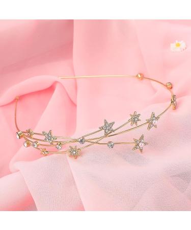 FRCOLOR Alloy Rhinestone Star Headband - Crystal Tiara Headband for Girls and Women in Golden - Buy Online on GoSupps.com