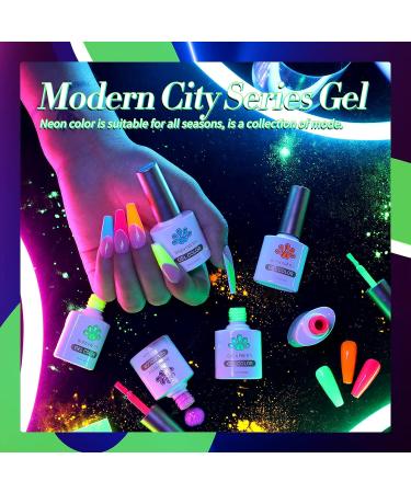 Born Pretty Neon Gel Nail Polish Set - 6PCS 10ML Fluorescent Colors for Vibrant Spring & Summer Nail Art Manicure - Soak Off UV LED Gel Polish in Orange, Hot Pink, Blue, Yellow, Green & Purple - A-Modern City - Buy Online on GoSupps.com