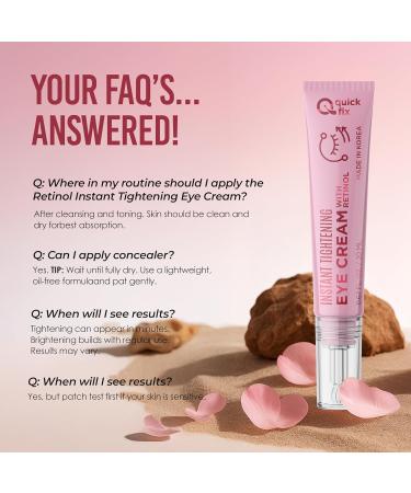 Quick Fix Retinol Instant Eye Tightener Cream Reduces Wrinkles Dark Circles & Puffiness Dermatologist Tested Anti-Aging Korean Skin Care Clean Beauty Cruelty-Free Vegan .67 Fl Oz - Buy Online on GoSupps.com