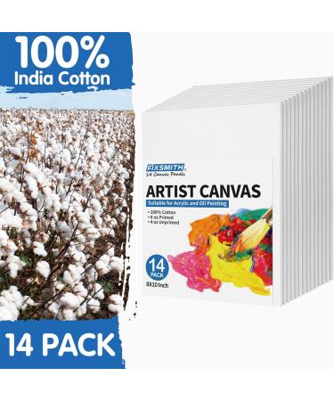 FIXSMITH 11x14 Inch Painting Canvas Panel Boards - 14 Pack - 100% Cotton Primed Canvases for Acrylic, Oil, and Tempera Painting - Buy Online on GoSupps.com