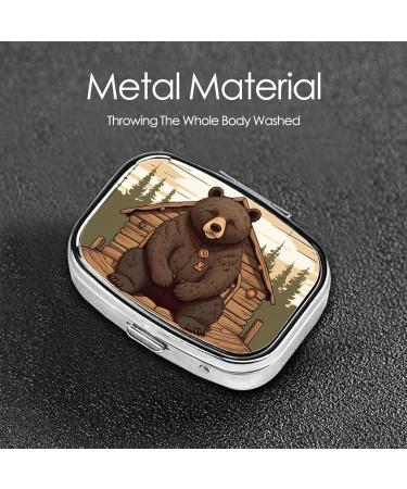 Rustic Lodge Bear Pill Box - 2 Compartment Travel Organizer | Cute Small Pill Case for Purse & Gifts - Buy Online on GoSupps.com