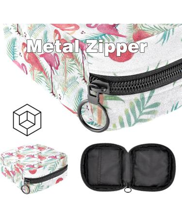 Rosa Flamingo Pattern Storage Bags | Tropical Leaves Menstrual Pad & Cup Bag | Zipper Bags for Teens & Women - Buy Online on GoSupps.com