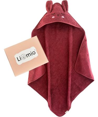 Liomio Hooded Baby Towel 100x100cm - Bordeaux - 100% Cotton Soft & Cozy | Oeko-Tex Certified | Perfect Baby Shower Gift | Made in EU - Buy Online on GoSupps.com
