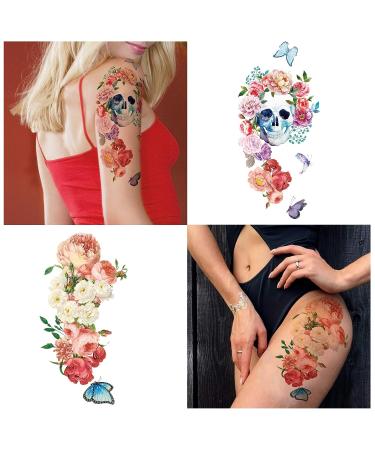 Yazhiji Large Waterproof Temporary Tattoos | Flowers Collection | 15 Sheets | Men Women | 19x9 CM - Buy Online on GoSupps.com