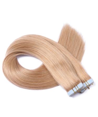 Tape In Hair Extensions #20 Ash Blond 40cm | 100% Remy Real Hair | 50 Bricks 4cm Wide | Adhesive Tresse by Novon Hair Extensions - International Shipping Available - Buy Online on GoSupps.com