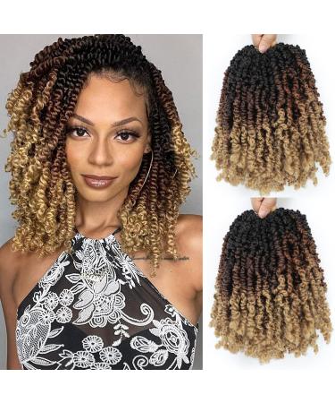 8 Packs Passion Twist Hair 8 Inch Pre-twisted Passion Twist Crochet Hair Pre-looped Crochet Braids Hair for Black Women Passion Twists Braiding Hair Synthetic Hair Extensions (8(8Packs) 1B/30) 8(8Packs) 1B/30/27