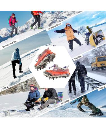 LINXGR 11-Spikes Hiking Crampons for Kids - Anti-Slip Snow Cleats for Hiking Boots, Camping, Ice Fishing - Red, Medium Size - Buy Online on GoSupps.com