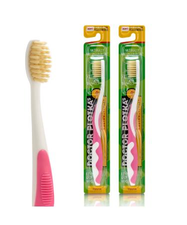 MOUTHWATCHERS Dr Plotkas Extra Soft Kids Toothbrushes Manual Flossing Toothbrushes | Ultra Clean Toothbrushes | 2 Pack - Pink Childrens Toothbrushes
