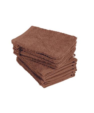 Pack of 10 wash gloves washcloths size 15 x 21 cm in chocolate brown 100% cotton wash gloves 15 x 21 cm pack of 10 chocolate brown