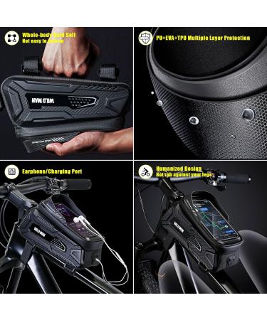 Chiclew Waterproof Bicycle Pocket Frame Bag - Mecha-Style Handlebar Storage with Sun Visor & Touchscreen for Smartphones - M30 Black - Buy Online on GoSupps.com