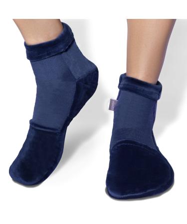 IceHOF cooling socks with 4 cooling packs - gentle fabric / 1 pair with cool pads gel cold therapy for feet toes in chemo therapy rheumatism cold chemo - unisex size.L blue