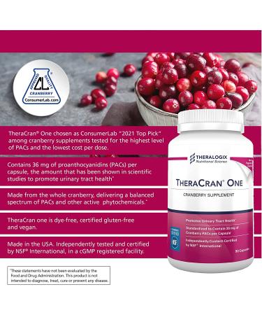 TheraCran One Cranberry Supplement - 36mg PACs - 90 Day Supply - Supports Urinary Tract Health - Buy Online on GoSupps.com