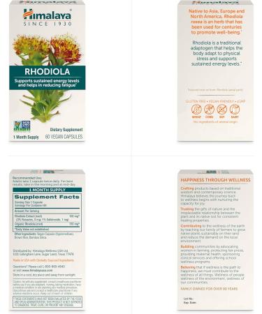 Himalaya Rhodiola for Energy & Stress Relief - 250 mg 60 Vegan Capsules Enhance Exercise Endurance - Buy Online on GoSupps.com