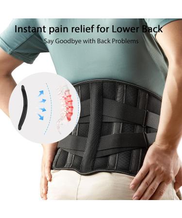 Back Brace for Lower Back Pain Relief - Sciatica Herniated Disc Support | Breathable Lumbar Support for Men & Women - Large Black - Buy Online on GoSupps.com