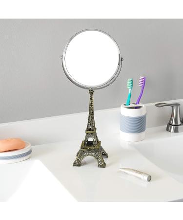 Home Basics Bronze Double Sided Cosmetic Mirror with Antique French Paris Eiffel Tower Design - Makeup Dresser Vanity Decor - Buy Online on GoSupps.com